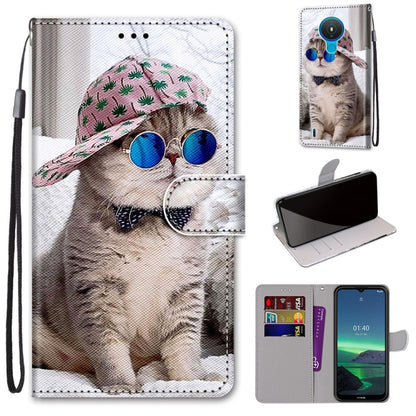 PU leather phone wallet case with flip cover and lanyard, kitten photo print