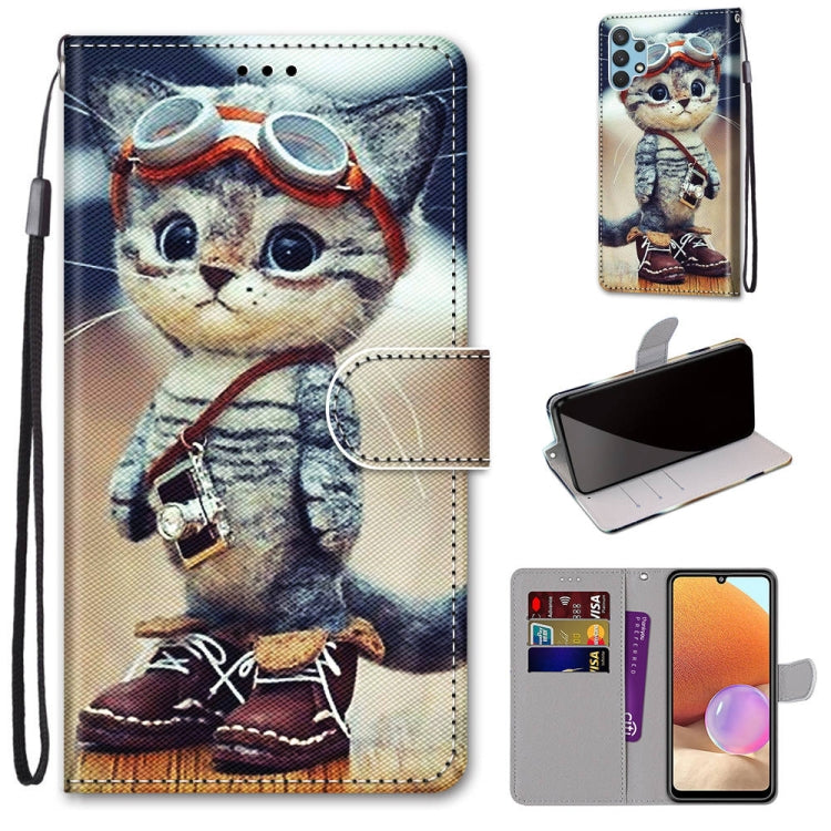 PU leather phone wallet case with flip cover and lanyard, cartoon animal astronaut print