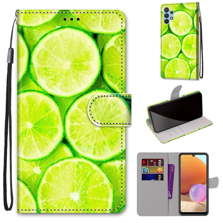 PU leather phone wallet case with flip cover and lanyard, bright green lime pattern