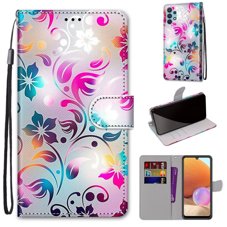 Colorful floral swirl PU leather flip wallet phone case with card slots and wrist strap