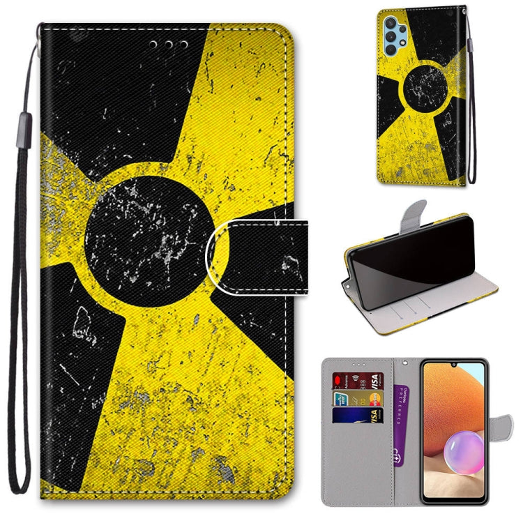 Yellow and black abstract PU leather flip wallet phone case with card slots and wrist strap