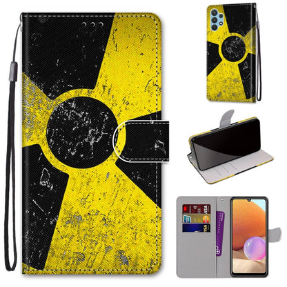 Yellow and black abstract PU leather flip wallet phone case with card slots and wrist strap