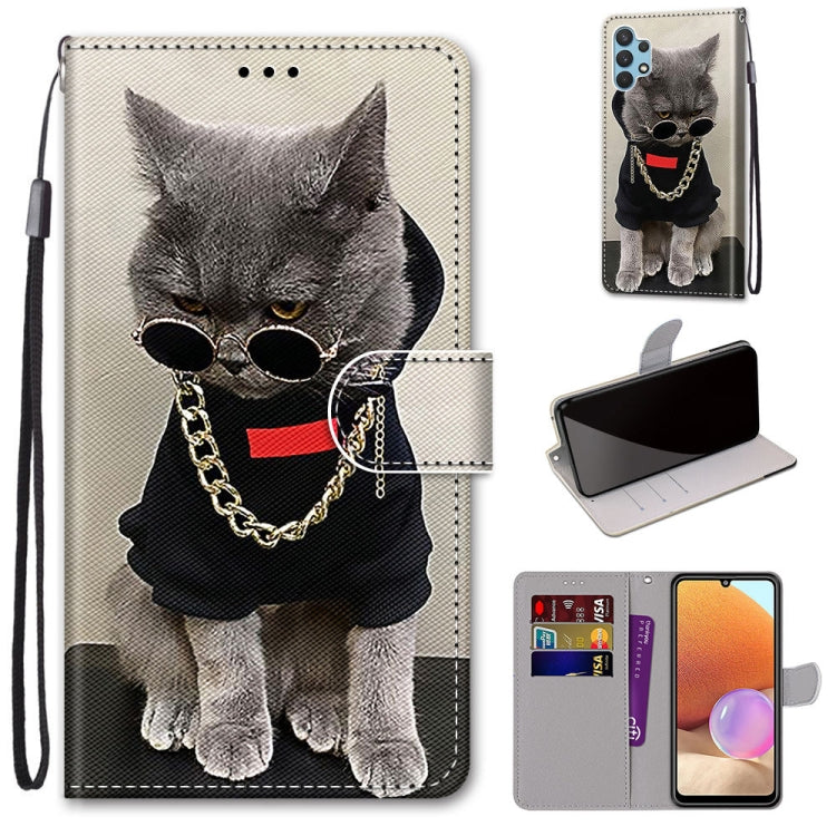 Grey cat PU leather flip wallet phone case with card slots and wrist strap