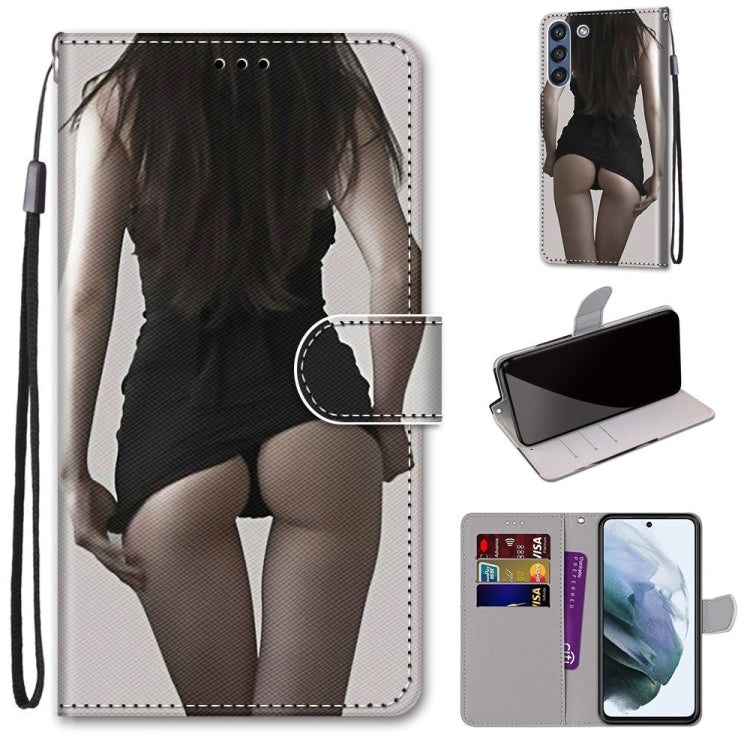 Phone wallet case with lanyard, woman silhouette print, horizontal flip and card pocket