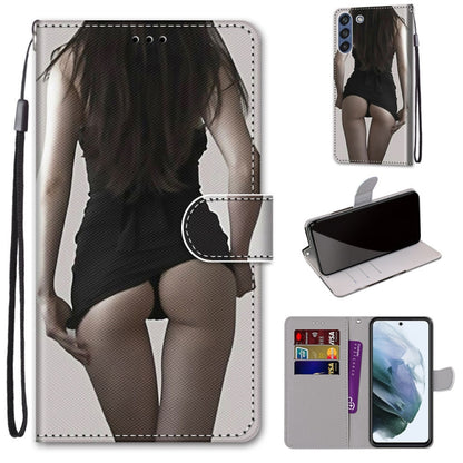 Phone wallet case with lanyard, woman silhouette print, horizontal flip and card pocket