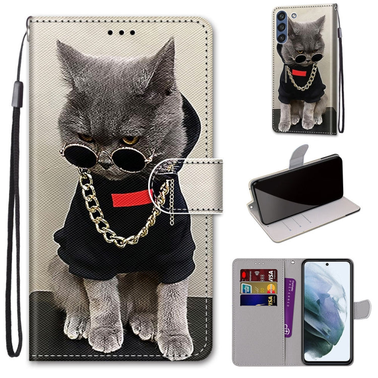 Gray cat portrait flip PU leather phone wallet case with wrist strap and card slots