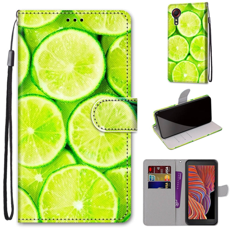 Green lemon PU leather wallet phone case with flip cover, card slots, and wrist strap