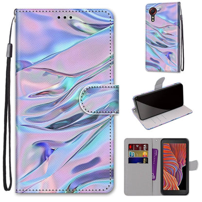 Pastel wave PU leather wallet phone case with flip cover, card slots, and wrist strap
