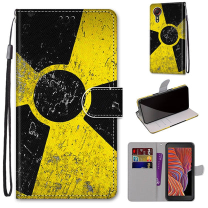 Black and yellow abstract pattern leather-look phone wallet case with lanyard and card slots