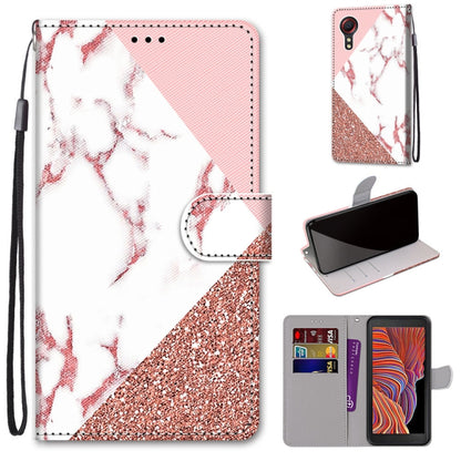 PU leather phone wallet case with pink marble and glitter print, lanyard, card slots