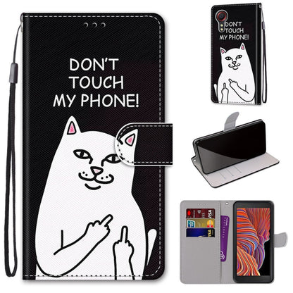 PU leather phone wallet case with black cat graphic, lanyard, card slots