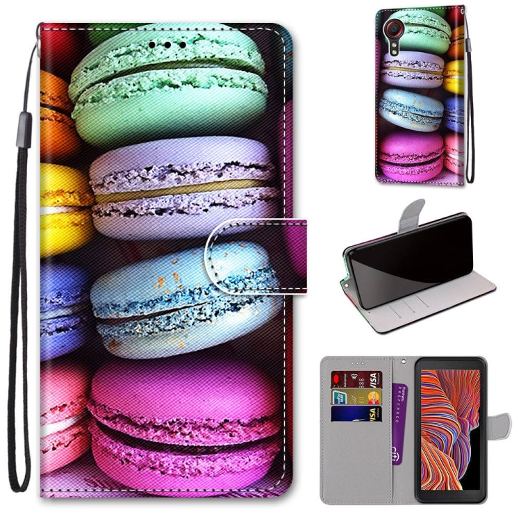 PU leather phone wallet case with colorful macarons print, lanyard, card slots