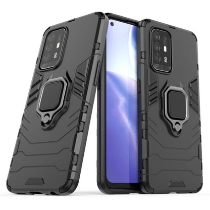 Shockproof protective phone case with magnetic ring holder, dark gray PC + TPU