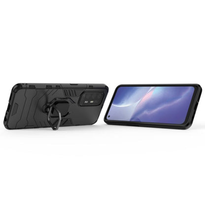 Shockproof protective phone case with magnetic ring holder, black with kickstand ring