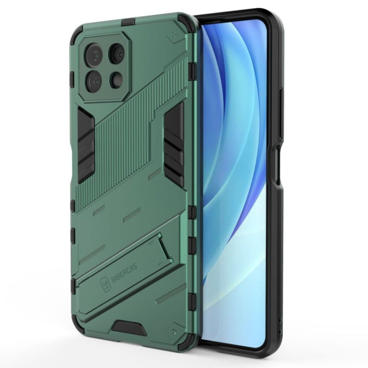 Green Punk Armor 2-in-1 phone case for Xiaomi Mi 11 Lite with textured grip panels