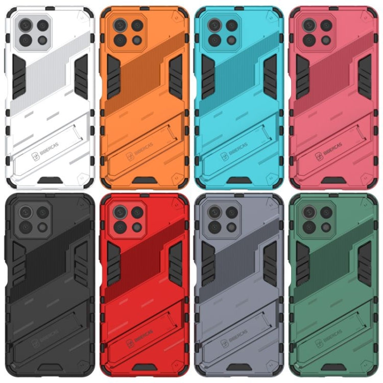 Armored phone cases in multiple colors: white, orange, blue, pink, black, red, gray, green