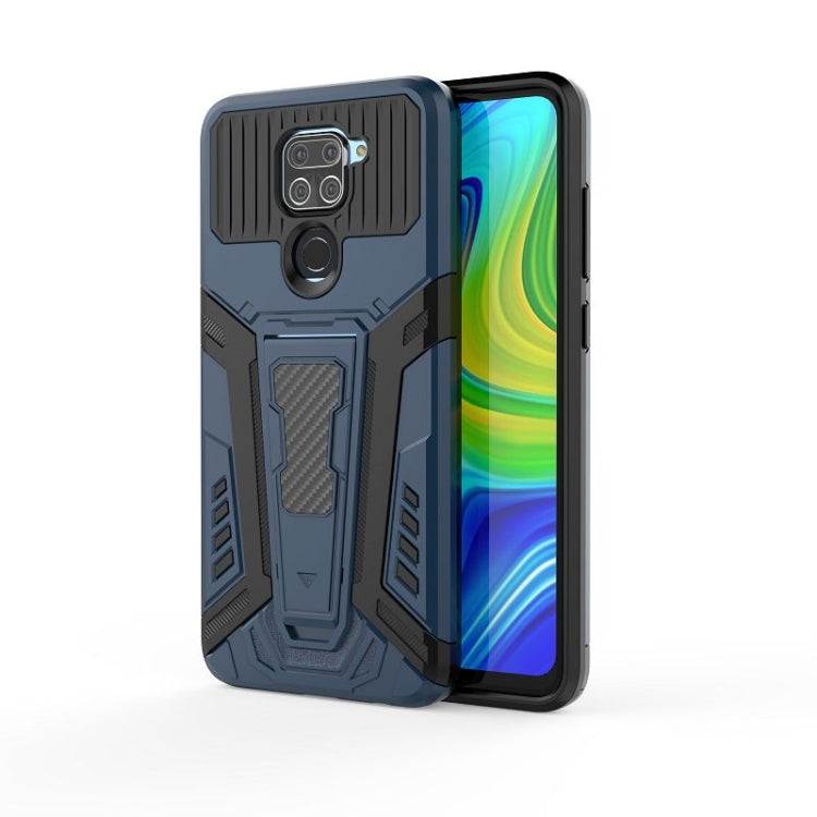 Rugged armor phone case, dark blue with textured grips and camera lens cover