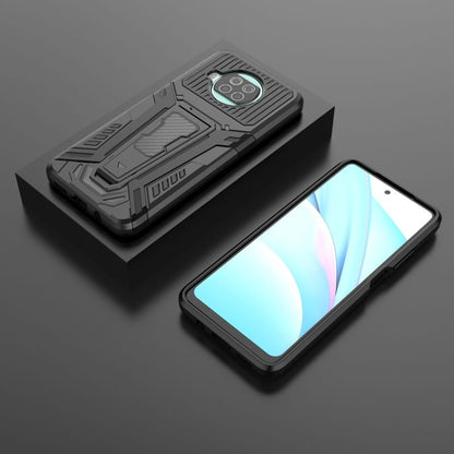 Rugged black phone case with kickstand and camera cutout