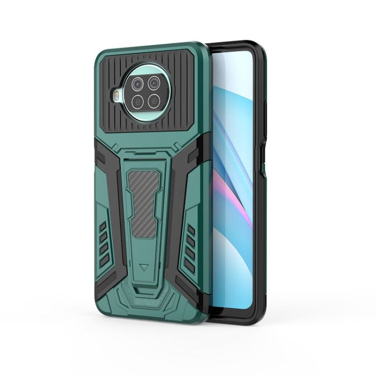 Rugged armor phone case, green with camera cutout and protective edge rails