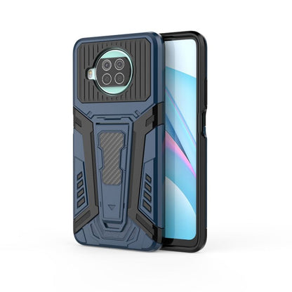 Rugged armor phone case, dark blue with camera cutout and shock-absorbent design