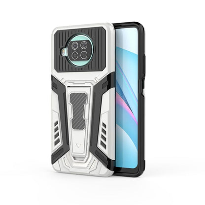 Rugged protective phone case, white and black, with camera cutout and raised edges