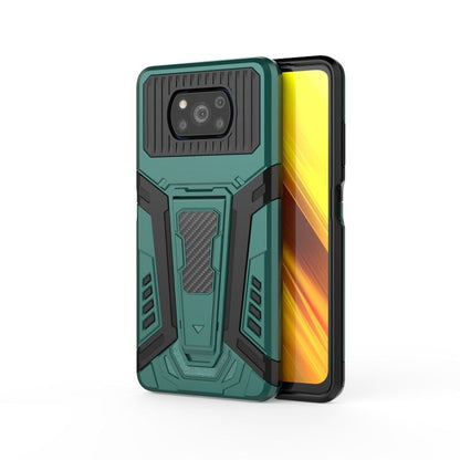 Rugged armor phone case, green with textured back panel and raised camera frame