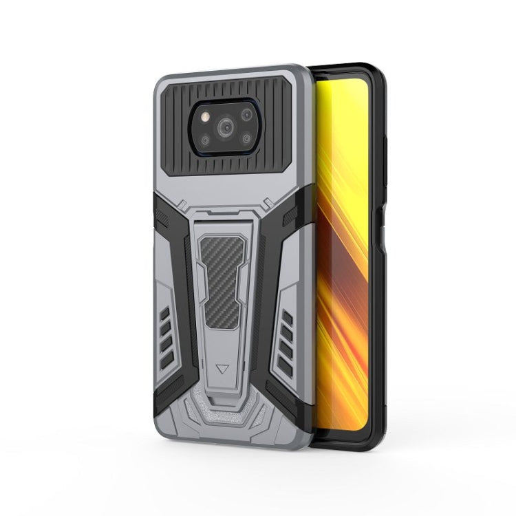 Rugged armor phone case, light grey with textured back panel and camera cover