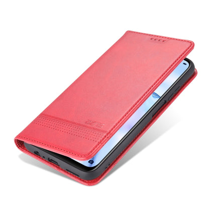 Red horizontal flip leather phone case with magnetic closure, protective cover