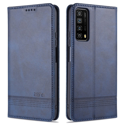 Dark blue horizontal flip leather phone case with magnetic closure and camera cutout