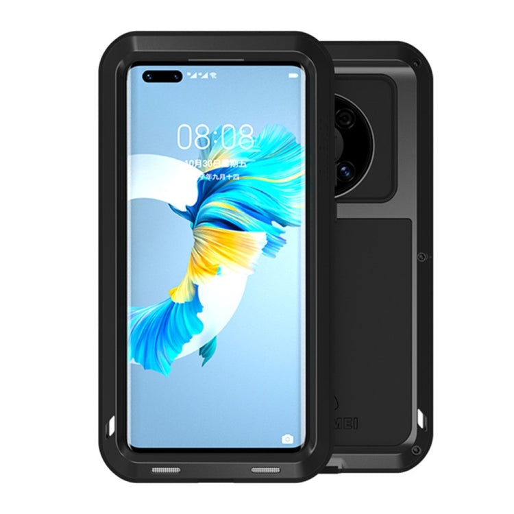 Black metal shockproof phone case with front screen cover and camera cutout