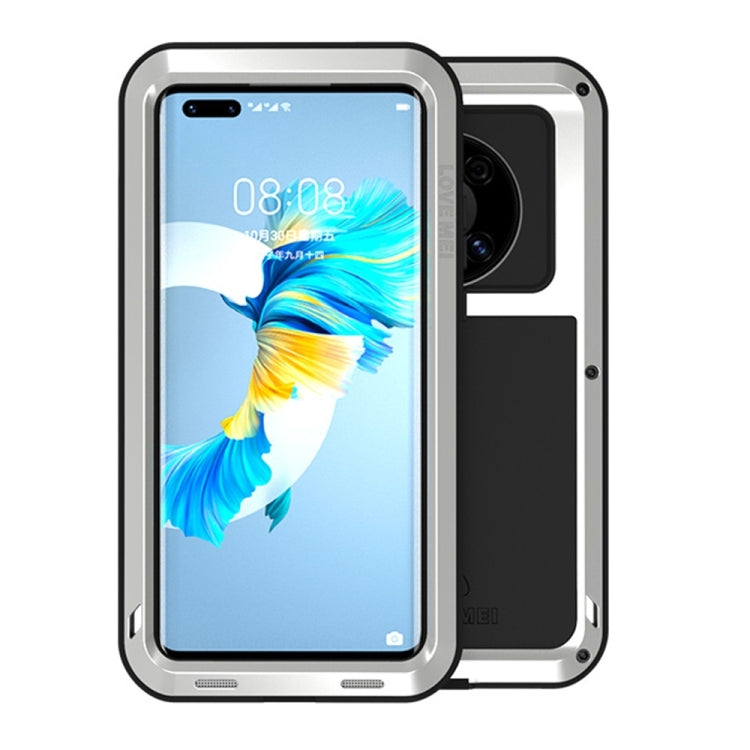 Silver metal shockproof phone case with front cover and rear camera cutout