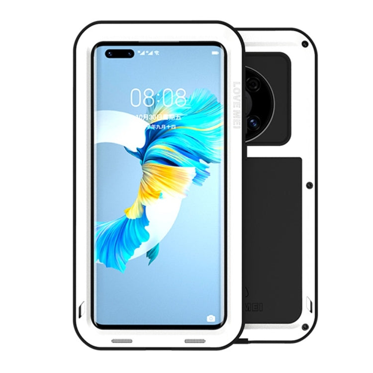 White shockproof waterproof metal phone case with open-face screen shield and black rear