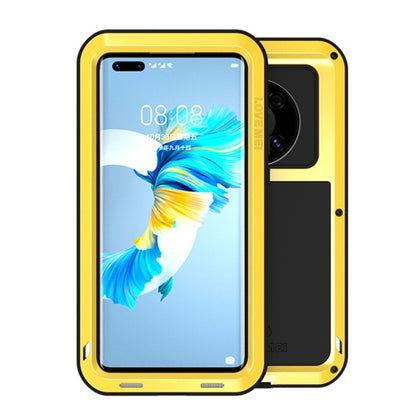 Yellow shockproof waterproof metal phone case with open-face front and black back insert