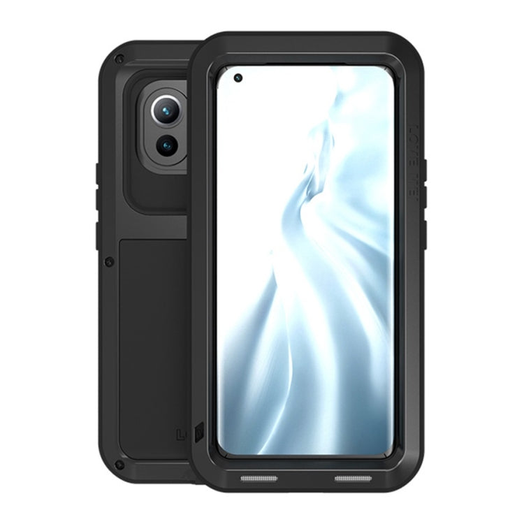 Black shockproof waterproof phone case with raised bezel and camera cutouts