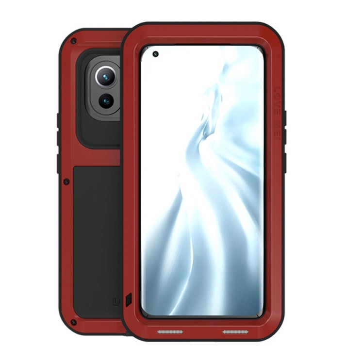 Red shockproof waterproof phone case with raised bezel and camera cutouts