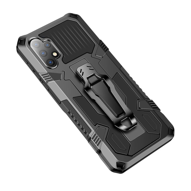 Shockproof armor phone case with PC+TPU protection, black with gray accents, kickstand
