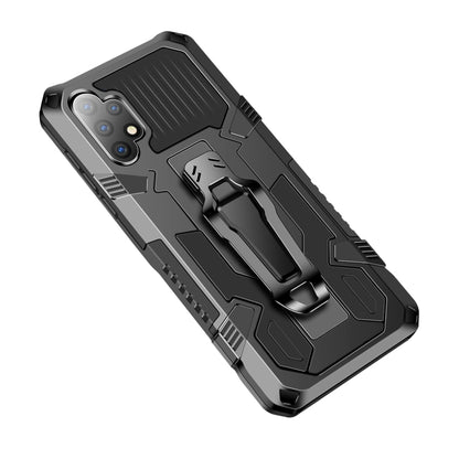 Shockproof armor phone case with PC+TPU protection, black with gray accents, kickstand