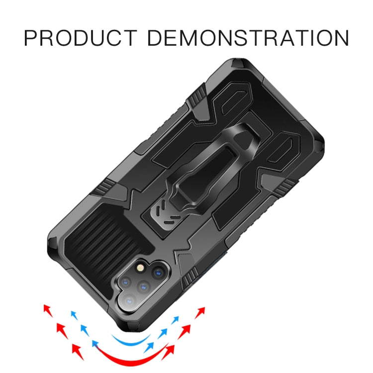 Rugged black shockproof phone case with textured grips and camera cutouts