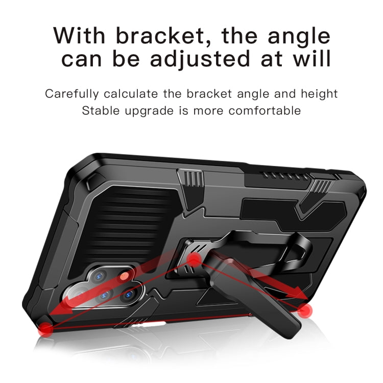 Black shockproof protective phone case with built-in kickstand and camera guard