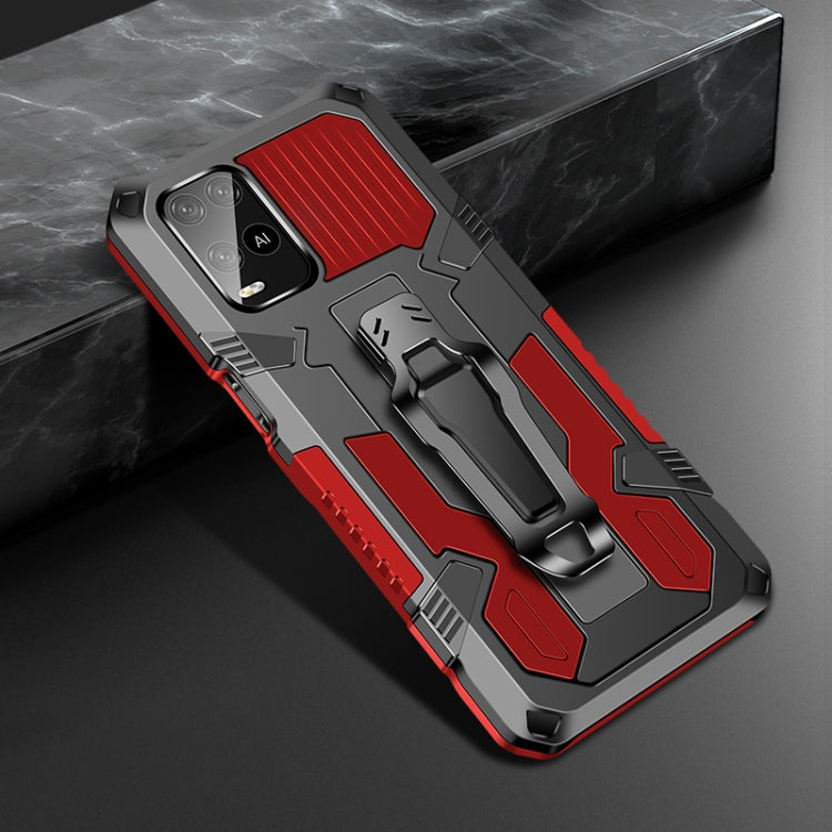 Shockproof armor phone case with PC+TPU protection, red and black, drop-protection corners