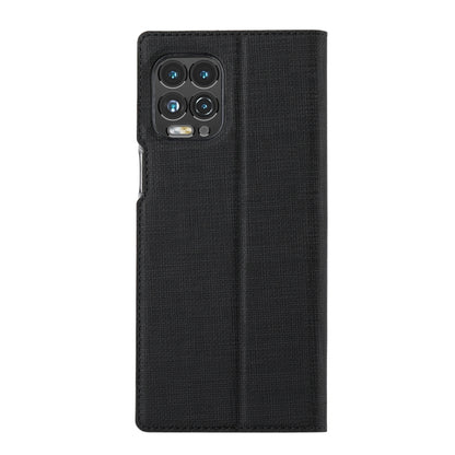 Black magnetic flip phone case with camera cutout and textured PU front