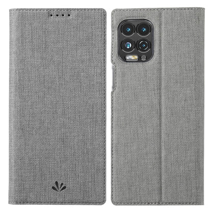 Grey magnetic flip folio phone case with TPU bumper and card slot