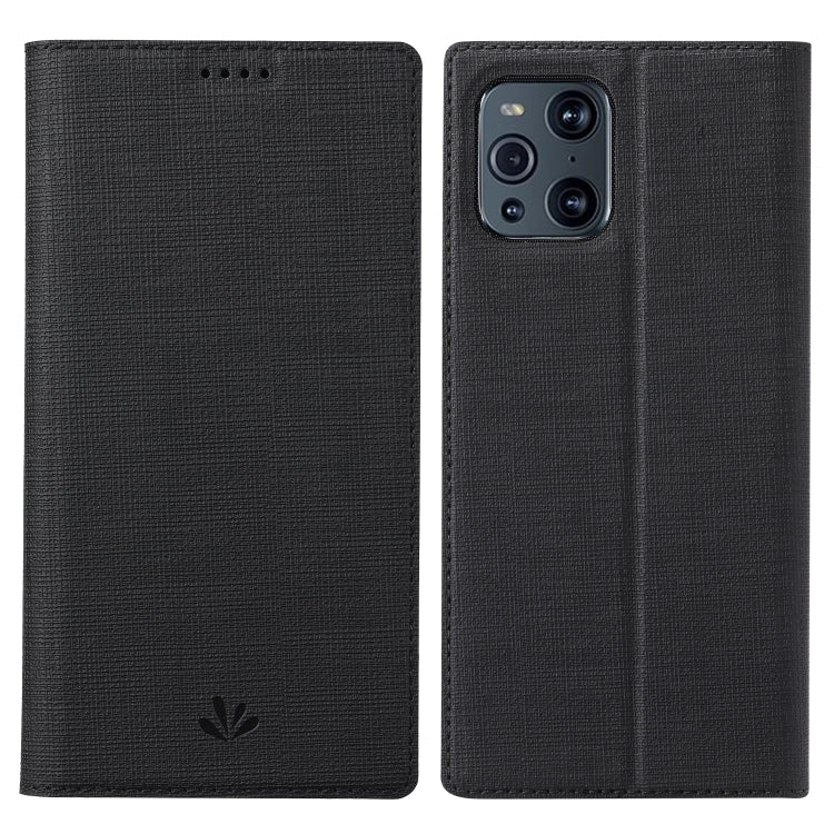 Black magnetic flip phone case with textured finish and camera cutout