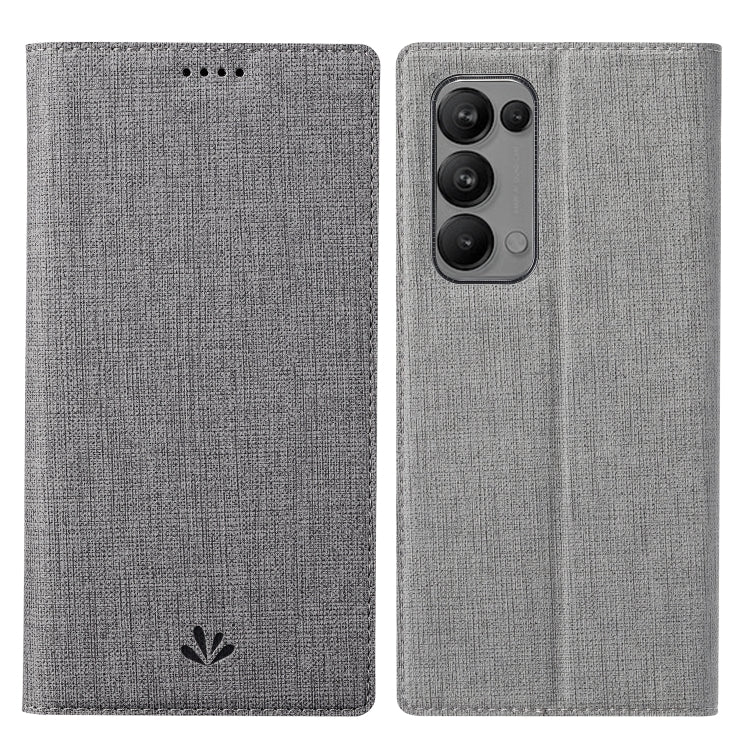 Light gray magnetic flip phone case with textured fabric and camera cutout
