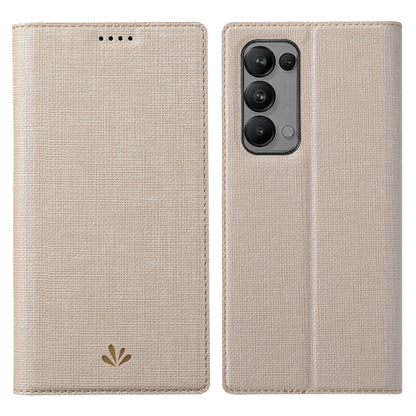 Champagne beige magnetic flip phone case with textured fabric and camera cutout
