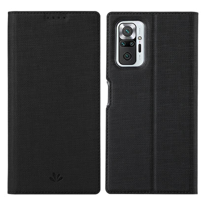 Magnetic flip phone case in black with camera cutout and visible stitching edges.