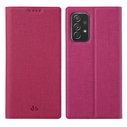 Magnetic flip phone case in rose red with camera cutout and top speaker holes.