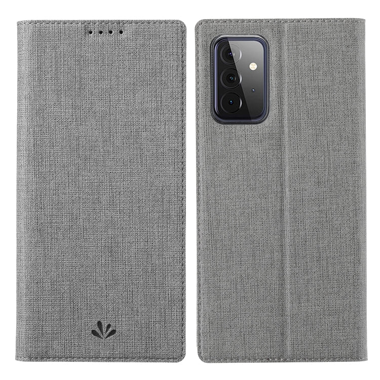 Magnetic flip phone case in light gray with camera cutout and top speaker holes.