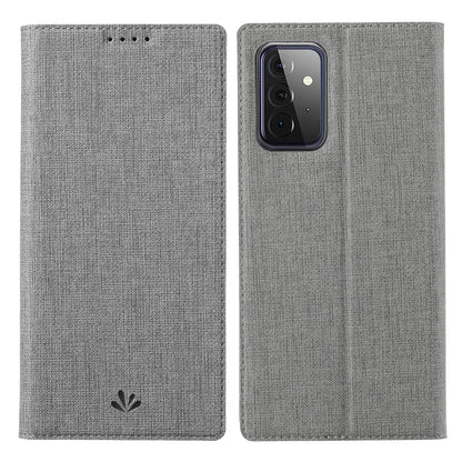 Magnetic flip phone case in light gray with camera cutout and top speaker holes.