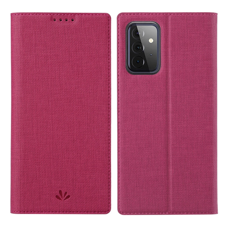 Magnetic flip phone case, magenta fabric with front flap and camera cutout